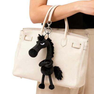 Plüsch Pony Puppe Schlüsselanhänger Jahr des Pferdes Plüschtier Handgemacht Weich Gefüllt Taschenanhänger Rucksackdekoration Niedliches Geschenk für Familie und Freunde