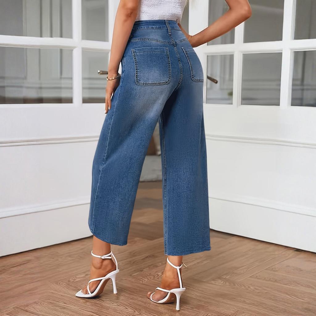 Women's Denim Classic Versatile High Waist Fashionable Trousers
