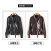 Giacca da Donna in Pelle di Agnello Collezione 2026 Vestibilità Slim Fit Collo a Lancia Stile Biker Cappotto Nero Rosso Caffè