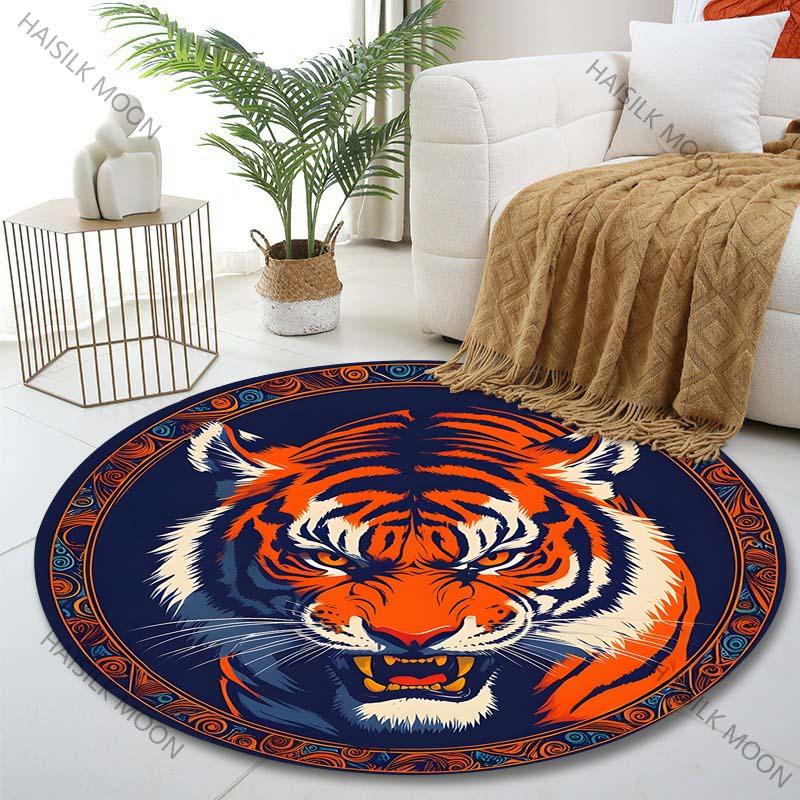 

Multiple sizes Angry Tiger Print Round Carpet Living Room Bedroom Table Chair Sofa Decorative Carpet Luxury gifts Diameter -60cm