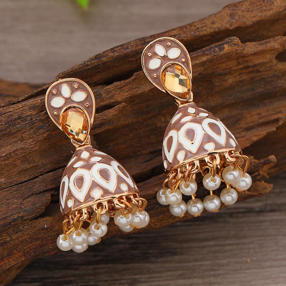 Bohemian Two-Tone Drip Oil Alloy Glass Dangle Earrings