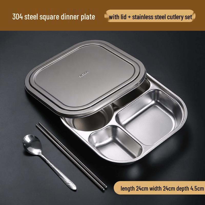 3-Compartment 316 Stainless Steel Lunch Box with Lid