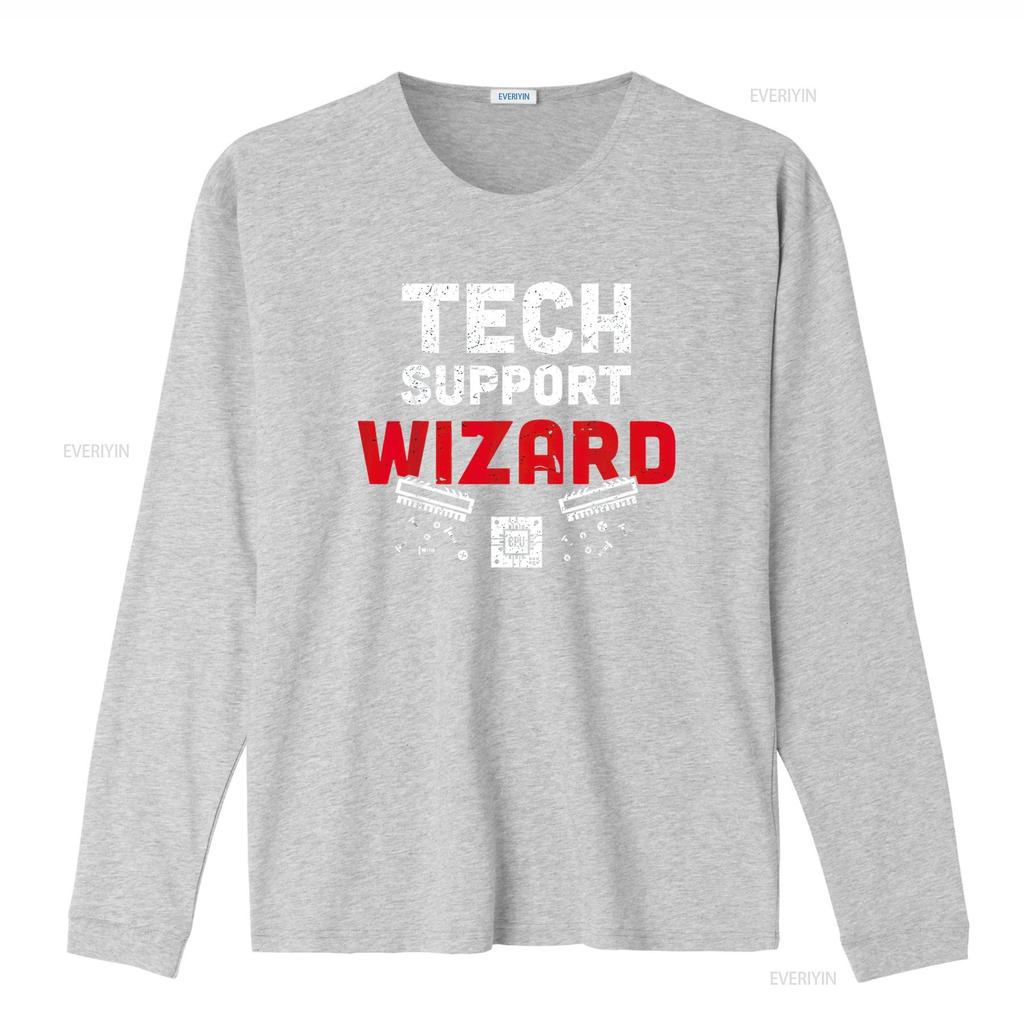 Tech Support Wizard Helpdesk and Computer Technician T Shirt vintage Washed Casual fashion streetwear Soft Versatile Slightly