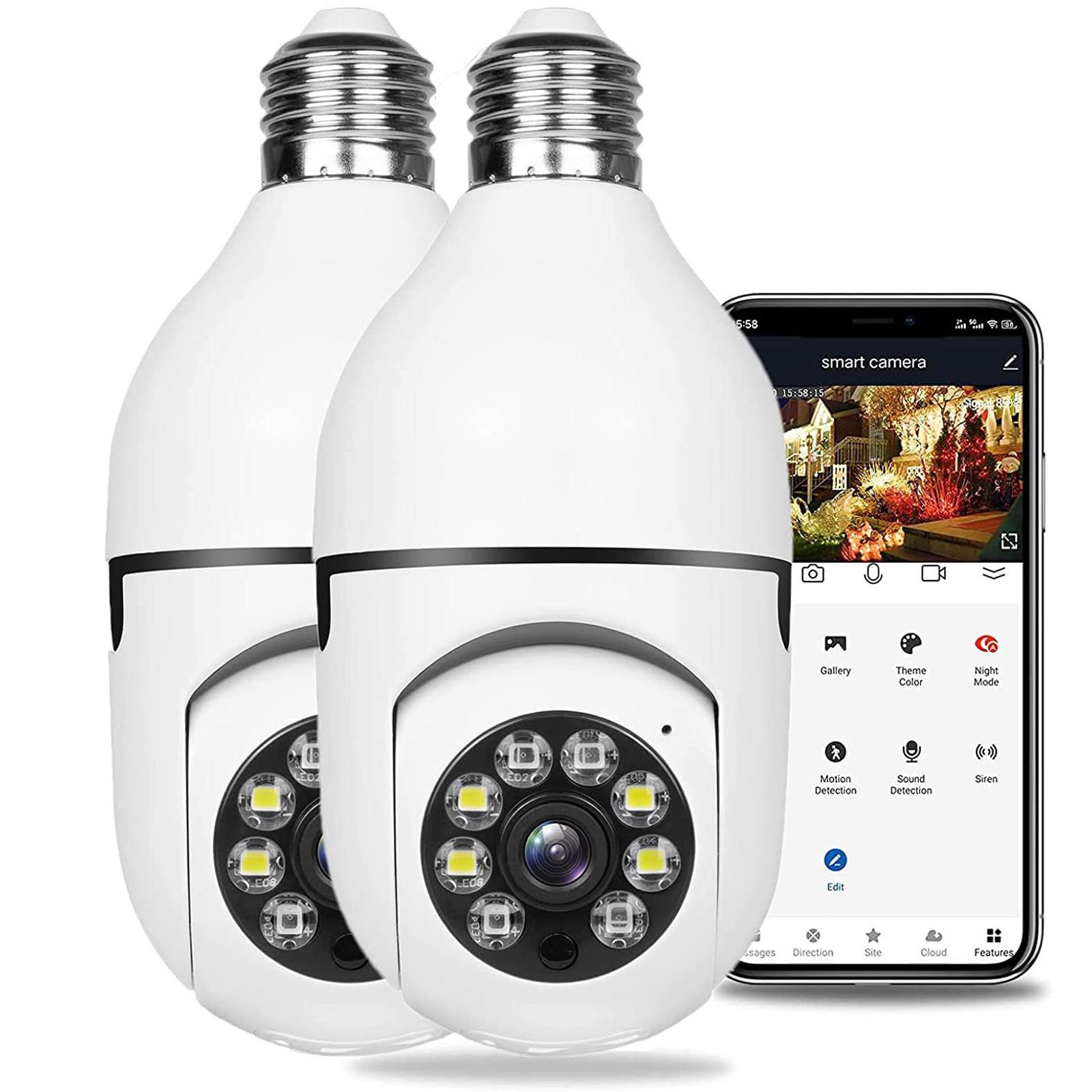 

(SU)Беспроводная лампа с Wi-Fi, камера безопасности, домашняя и уличная видеокамера, камера безопасности, 2 шт.