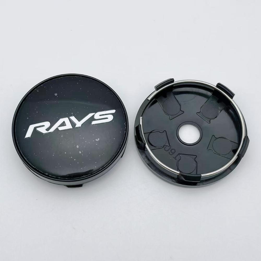 4pcs 60MM ( 56MM I.D ) Rays Logo Emblem Car Wheel Center Caps Wheel Hubcaps Auto Rim Centre Cover Black/Silver Car Accessories