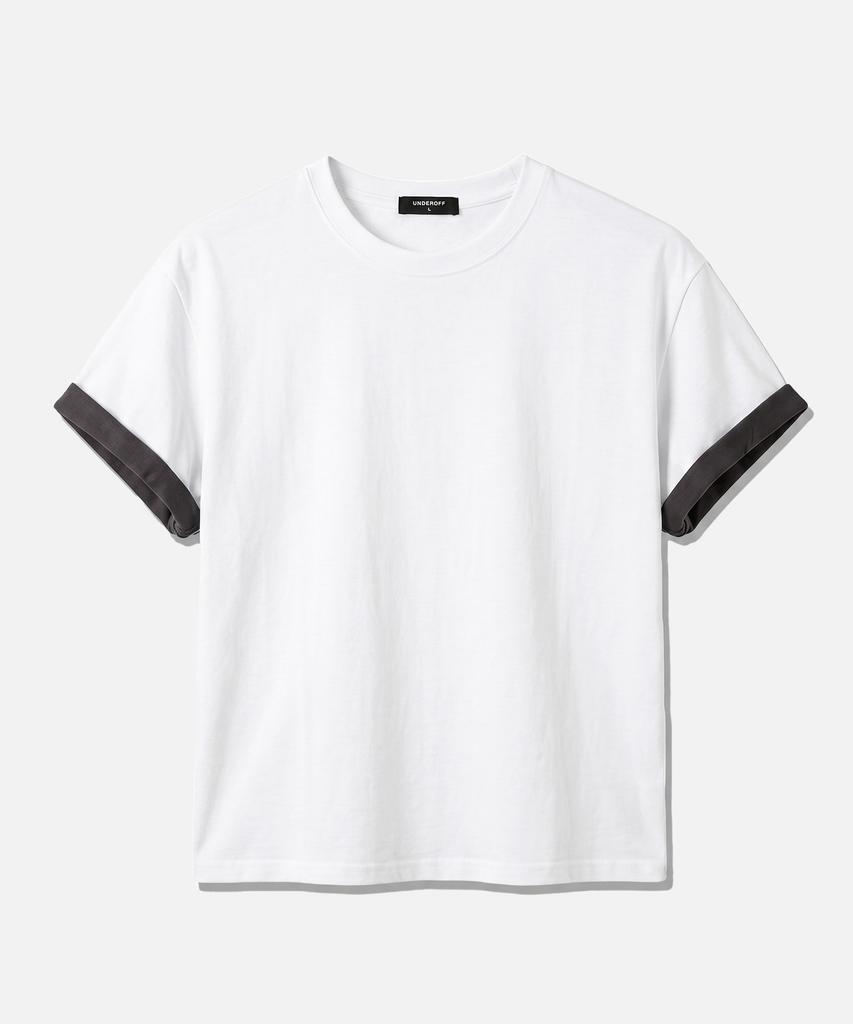 UNDEROFF [2Pack] Roll-Up Sleeve Crop Short Sleeve T-Shirt