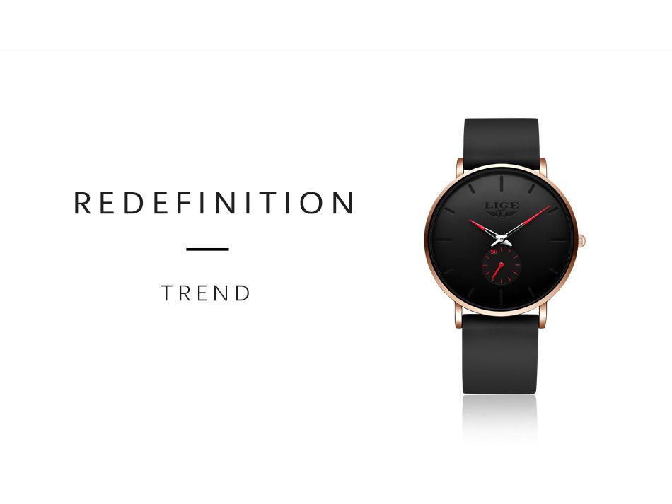 LIGE 2022 Men's and Unisex Simple Waterproof Quartz Watch