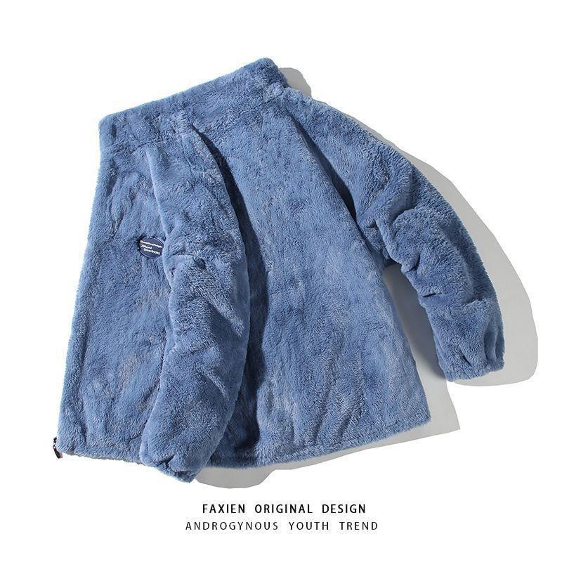 Autumn and winter new imitation Rex rabbit fur jacket men's and women's original style couple thickened cotton clothes trendy coat