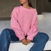 Autunno Inverno Sciolto Vento Pigro Manica Lunga O Collo Maglione Abbigliamento Esterno da Donna Tinta Unita Pullover Top in Maglia