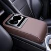 2 in 1 Car Armrest Cushion with Cup Holders, PU Leather Center Console Pad, Portable Height Adjustable Pillow for Comfort Suppor