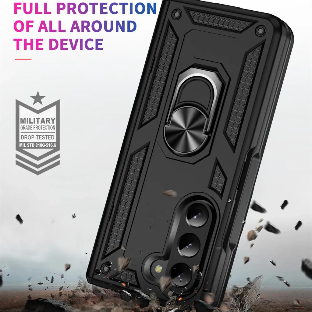 Rugged Military Grade Shockproof Case for Samsung Galaxy Z Fold 7 6 5 4 5G Finger Ring Car Stand Magnetic Hinge Protection Cover