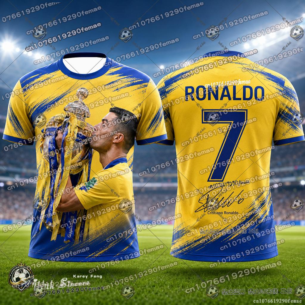 Maglietta da Calcio Commemorativa per Fan di Ronaldo 2026 Nuova Estiva Casual per Sport all'Aperto Traspirante Asciugatura Rapida per Uomo