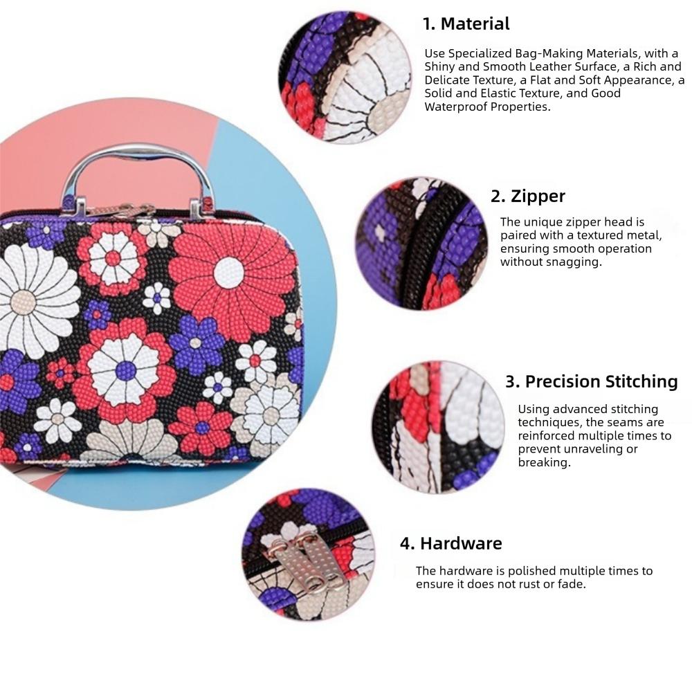 High Quality Floral Printed Cosmetic Bag Large Capacity Multifunctional Travel Wash Handbag Makeup Pouch Travel Organizer