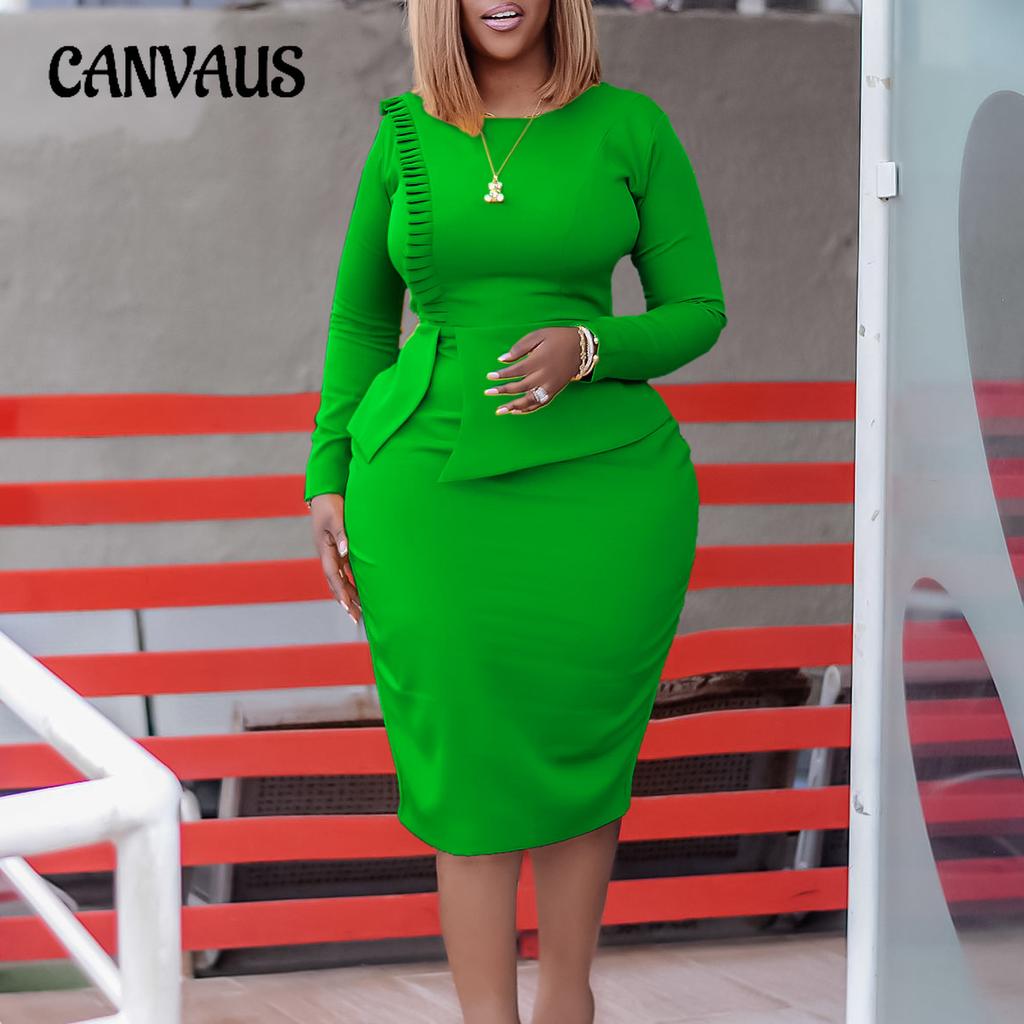 Dámské podzimní a zimní šaty Temperament Elegantní kancelářské šaty větší velikosti