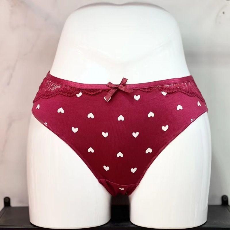 

Comfortable Cotton Jersey Patchwork Lace Underwear Women Bow Cotton Underwear Cotton Crotch Girl Underwear Women Underwear Red L