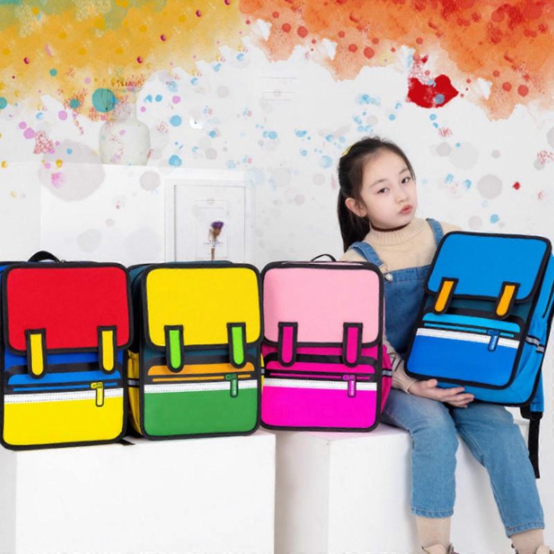 Children's 3D Designs Backpack Practical Oxford Fabric School Bag Book Bags For Primary School And Kindergarten Students  Yellow