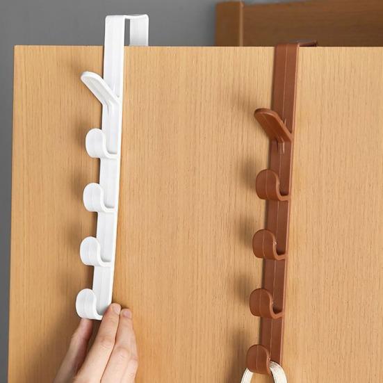 Hook Up Lightweight Plastic Door Hook with Drill-Free Installation Multiple Hooks Damage-free Door Hanger Home Storage Organizer