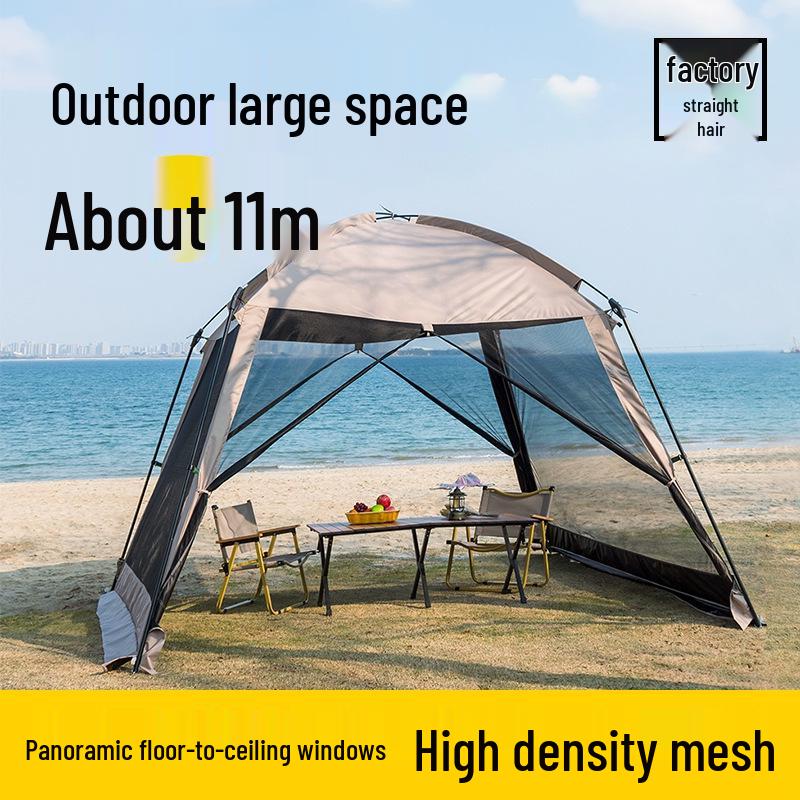 Four Seasons Rainproof Camping Tent: Mesh Anti-Mosquito Sunshade for Outdoor and Beach Use