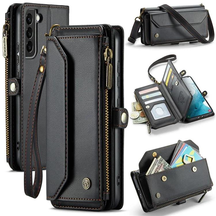 

Чехол серии CASEME C36 для Samsung Galaxy S22+ 5G с 10 отделениями для карт, кожаная сумка для телефона на молнии