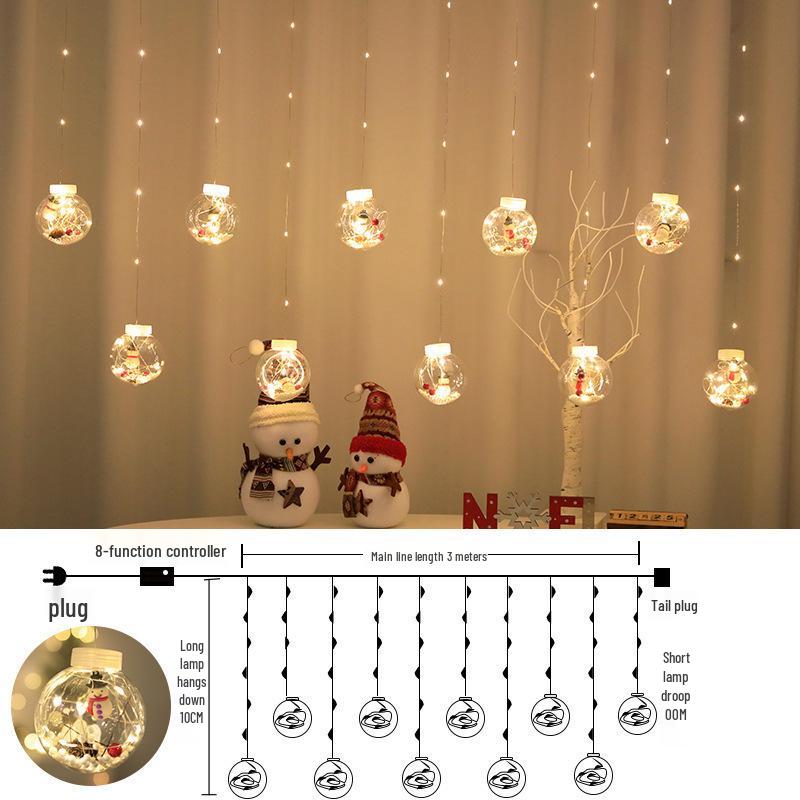 Christmas LED Curtain Lights: Santa, Snowman, Tree - Festive Window & Bedroom Decor