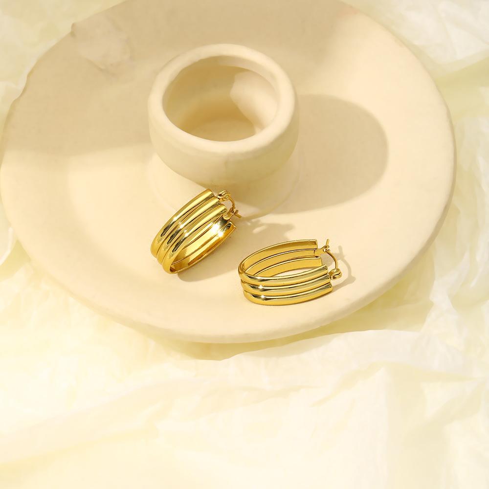 Fashion Personality Stainless Steel Stud Earrings High Light Luxury Square Geometric Earrings Femininity Niche Earrings