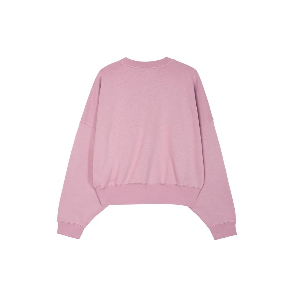 Adidas Originals Simple Casual Sports Round Neck Drop Shoulder Short Logo Sweatshirt Women sweatshirt Pink HF7480