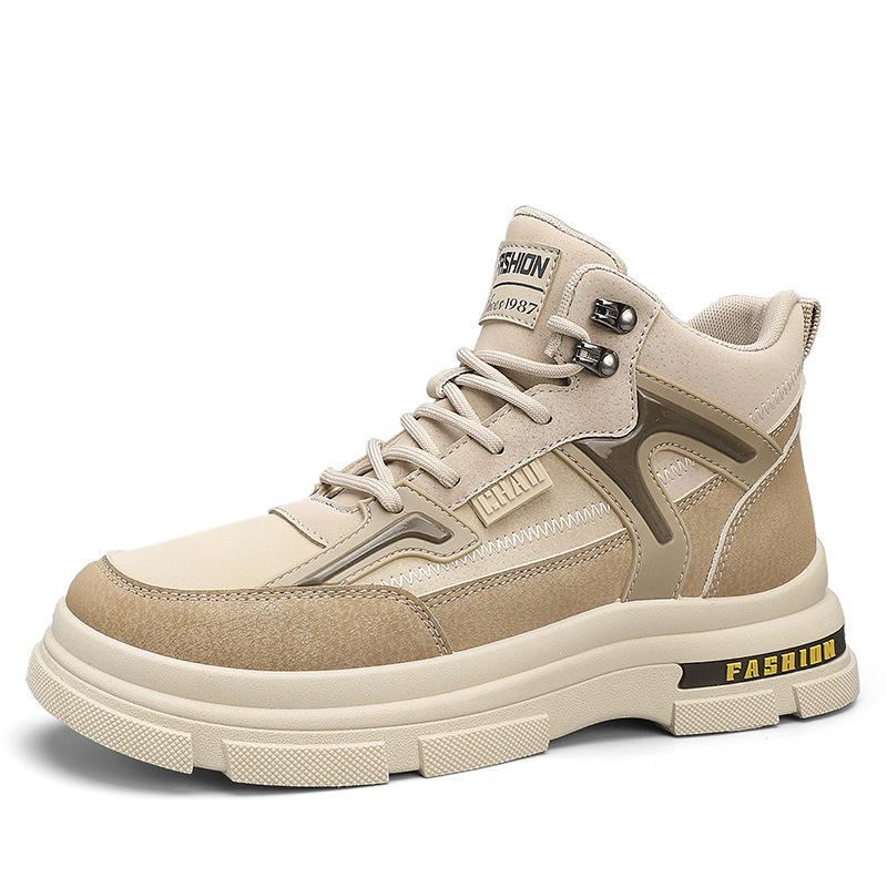 

Осенне-зимние новые ботинки Мартин средней высоты, модные повседневные ботинки на платформе, шнуровка, тренд, мужские ботинки Мартин на толстом каблуке 44