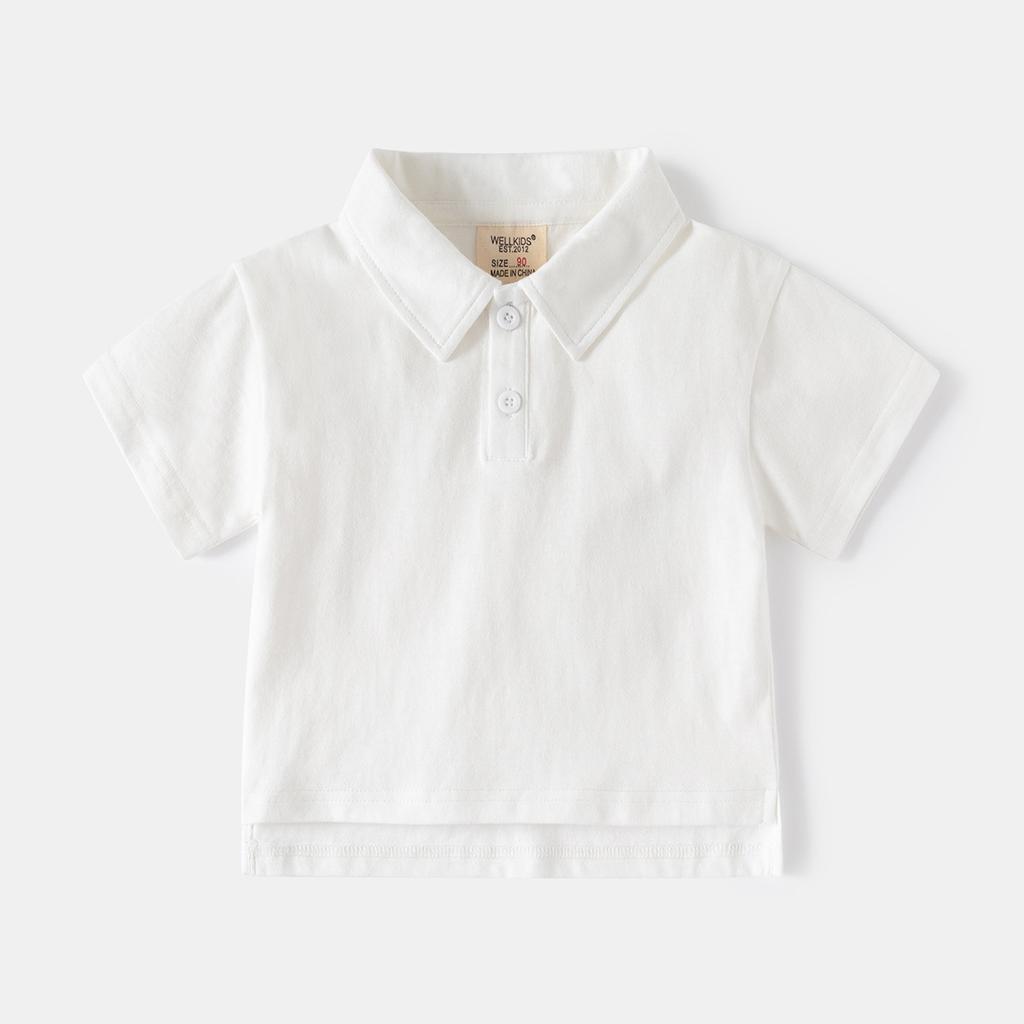 Jungen Unifarbenes Poloshirt Kurzarm Lässig mit Kragen Sommer Oberteil für Kinder