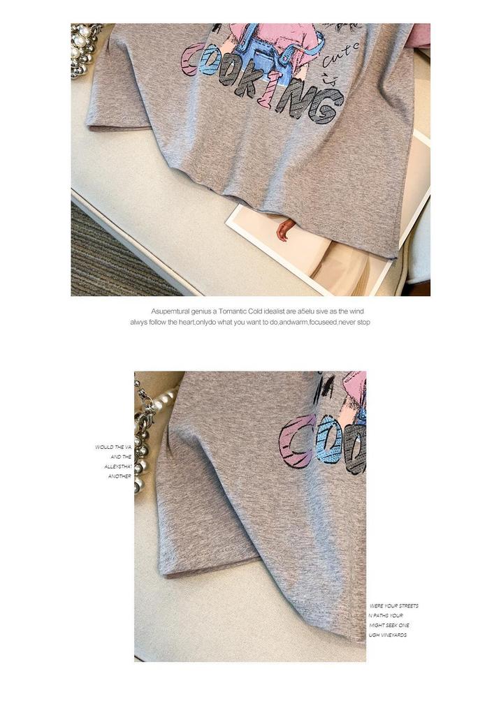 Plus Size Cartoon Print Round Neck T-shirt - Women’s Summer 2025 Fashion, Loose Fit, Short Sleeve, Versatile Style