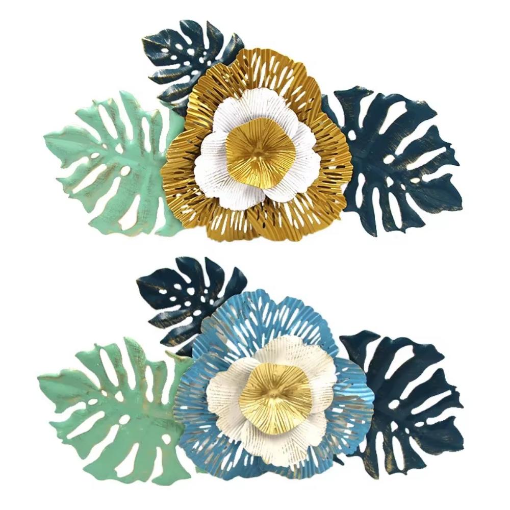 Charming Blue Iron Flower Decor Creative Wall Hanging. A delightful metal decoration for bedroom and living room the background.