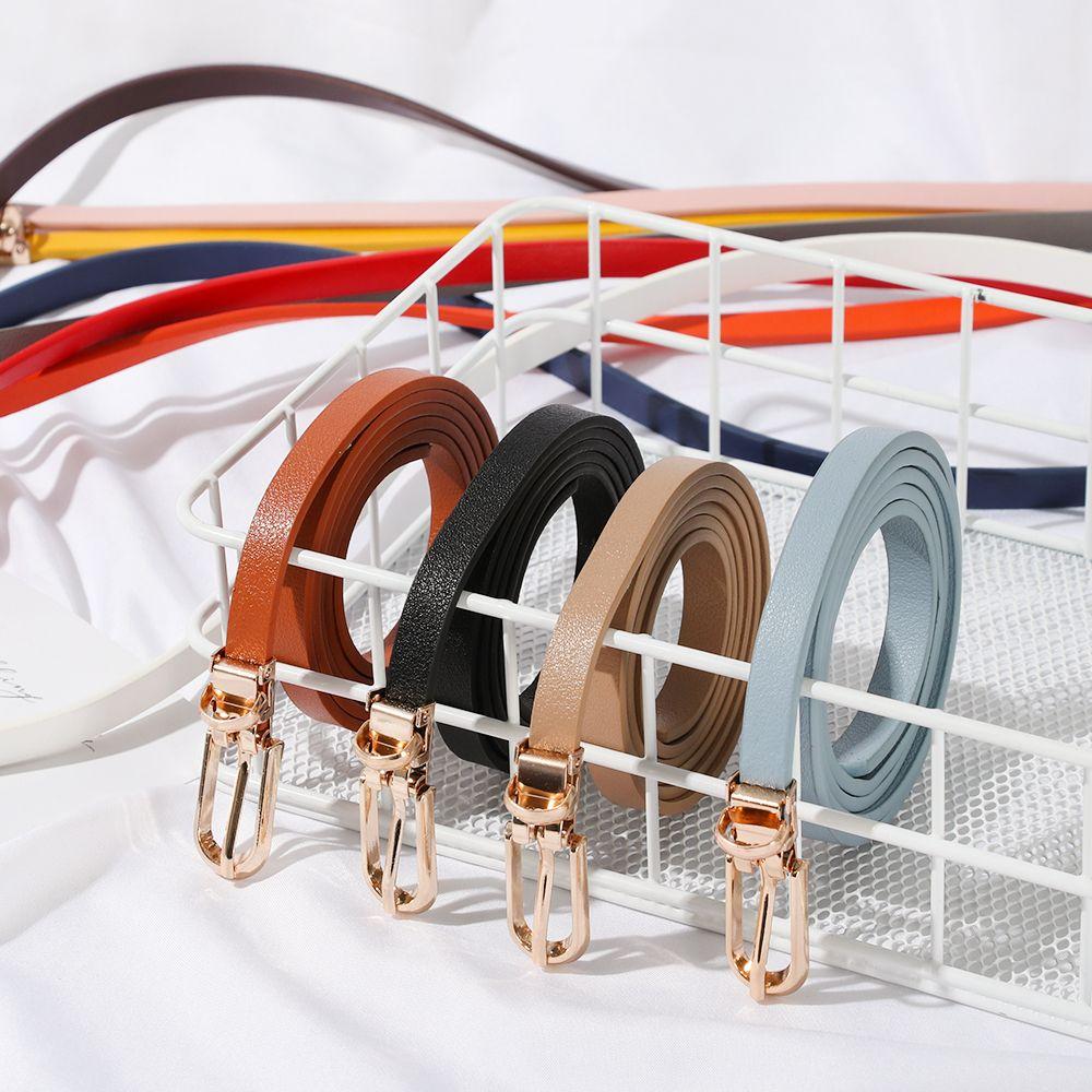 Women Sweater Candy Color Thin Skinny Waistband Adjustable Belt Dress Strap Faux Leather Belts