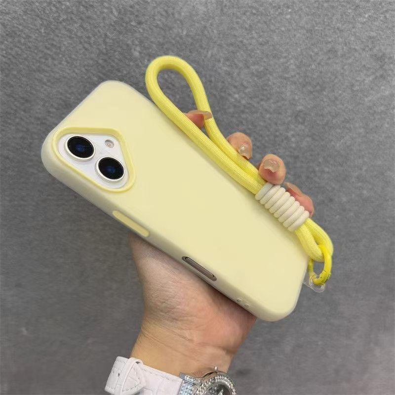Soft Matte Candy Transparent Phone Case For iPhone 17 16 Pro Max 15 14 13 12 11 XS X 7 8 Plus 16e Hand Wrist Strap Lanyard Cover