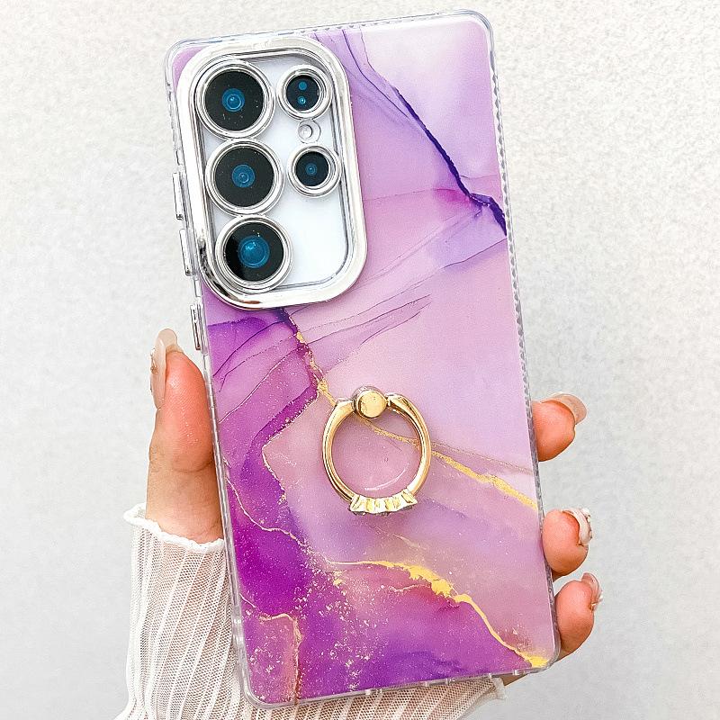 Suitable for Samsung S25 Mobile Phone Case Double Layer IMD Electroplated Marble S24plus Ring A16 Mobile Phone Case