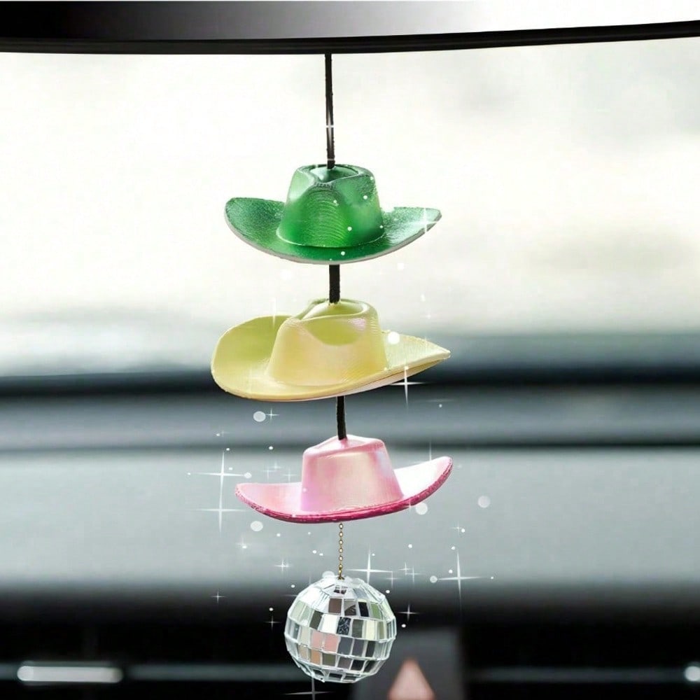 Fashion Denim Hat Car Pendant Mini Car Rearview Mirror Pendant Cute Denim Hat Car Interior Accessories Home Decoration Gift