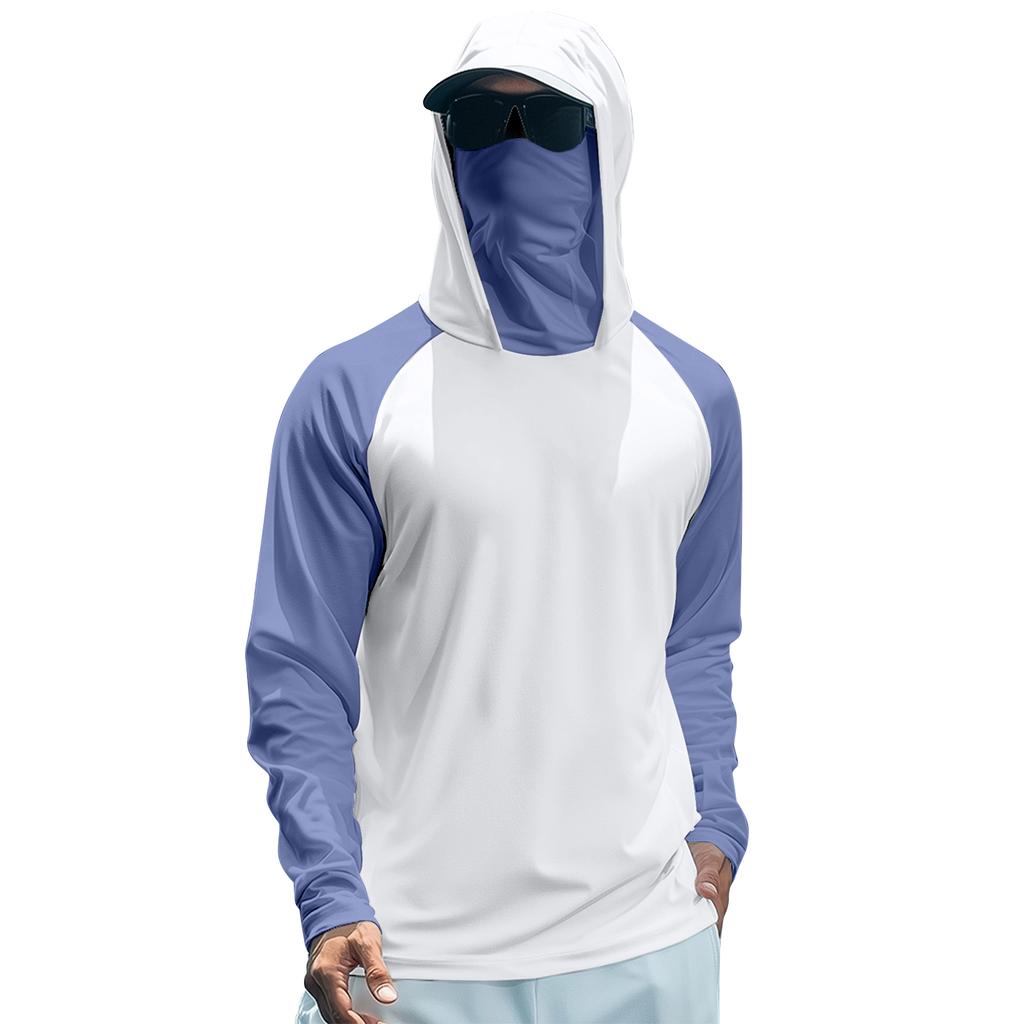 Men's Summer Color Matching Quick-drying Long-sleeved T-shirt Sun Clothing Fishing Fitness Sports Hooded Long-sleeved Top