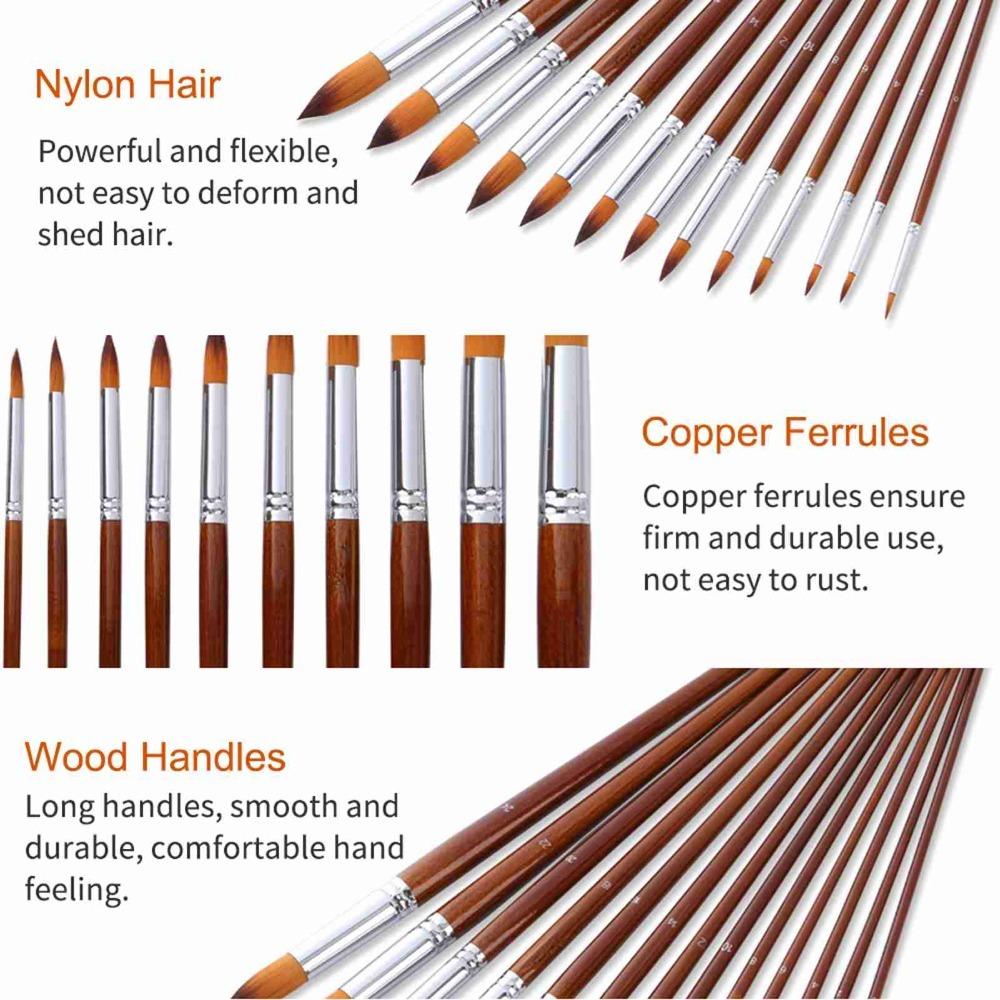 Wooden Paint Brushes Set Round Tip Paint Brushes Versatile Watercolor Brushes  Oil Painting