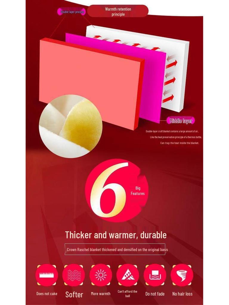 E-commerce Thickened Double-Layer Raschel Blanket: Red Wedding, Office Nap, Sofa Cover