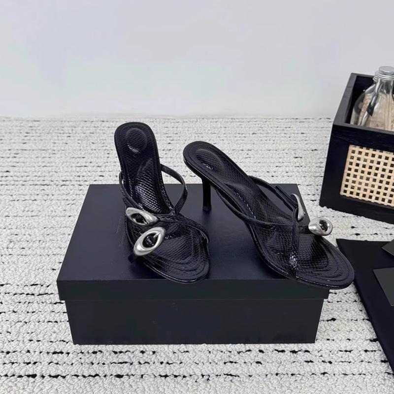 Fashion Summer 2025 New A-Style Metal Buckle Cross-Strap High-Heeled Sandals, Thin Heels, Sexy Open-Toe Slippers, And Women'S Flip-Flops