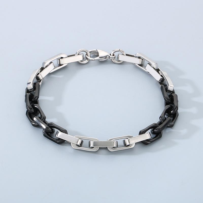 8MM Stainless Steel Bamboo Chain Men's Bracelet Personalized Mixed Color Patchwork Square Chain Accessories Rock Jewelry
