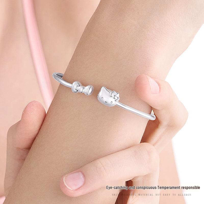 Brățară Pisică Hello Kitty - Brățară pentru Femei în Stil Dulce, Cadou Drăguț pentru Prietenă de Ziua Îndrăgostiților sau de Ziua de Naștere