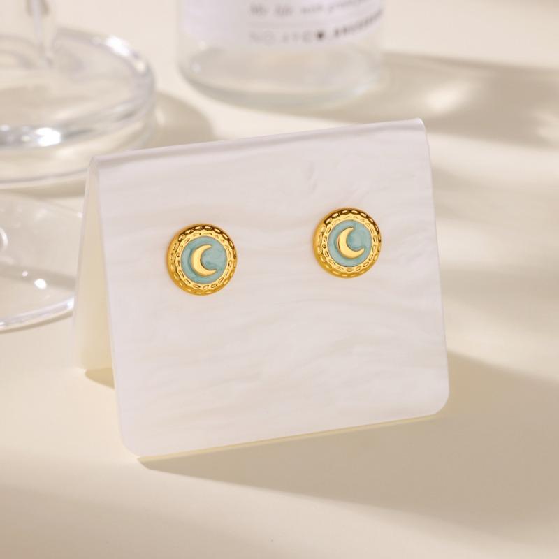 New Light Luxury Moon Oil Stud Earrings Stainless Steel Non-fading Gold-plated Earrings Hot-selling Earrings Jewelry
