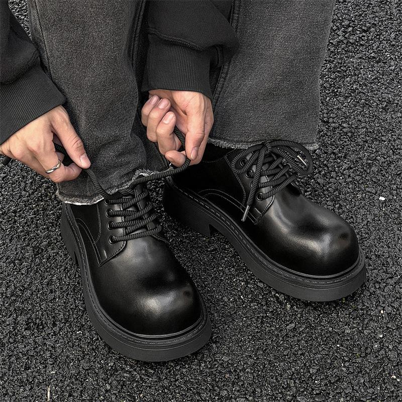 

2024 новые туфли дерби с большим носком для мужчин и женщин, высококачественные кожаные туфли на платформе с загнутым носком, туфли в британском стиле 34711-J 38 чёрный