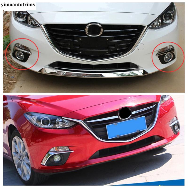 For Mazda 3 2014 - 2016 Car Front Fog Lights Lamps Eyebrow Eyelid Strip Decoration Cover Trim ABS Chrome Accessories Exterior