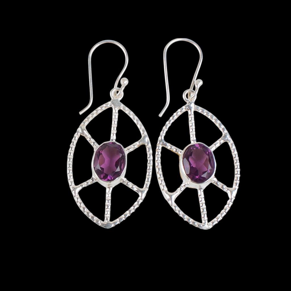Amethyst Gemstone 925 Sterling Silver Jewelry Handmade Drop/Dangle Earrings2.00" EE-48-7