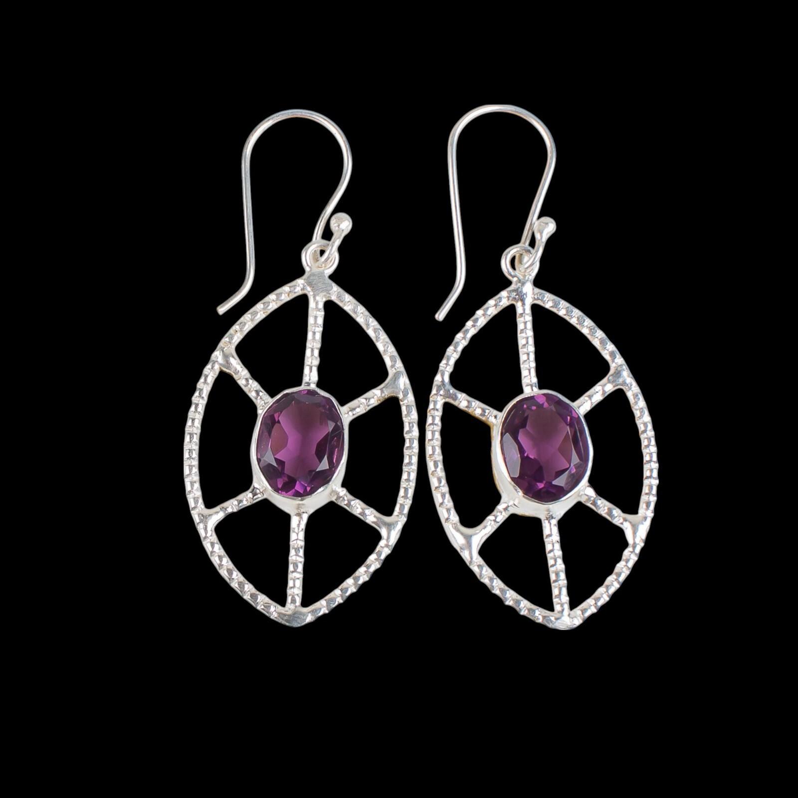 

Amethyst Gemstone 925 Sterling Silver Jewelry Handmade Drop/Dangle Earrings2.00 EE-48-7