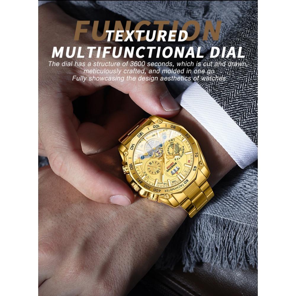 BINBOND High End Brand Men's Watch Original Stainless Steel Luminous Waterproof Watch Luxury Business Date Quartz Men Watches