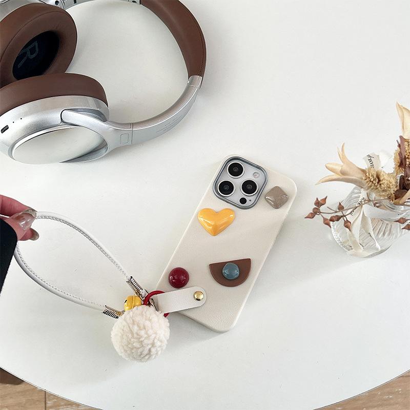 Circular Love Silicone Handheld Rope Phone Case for Apple 16promax Women's New Model for IPhone17 Anti Drop 14