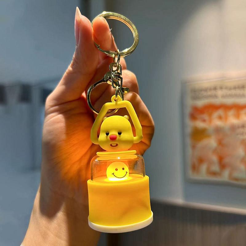 Adorable Beaver Night Light Keychain Cartoon Silicone Keyring Cute Gift Accessory