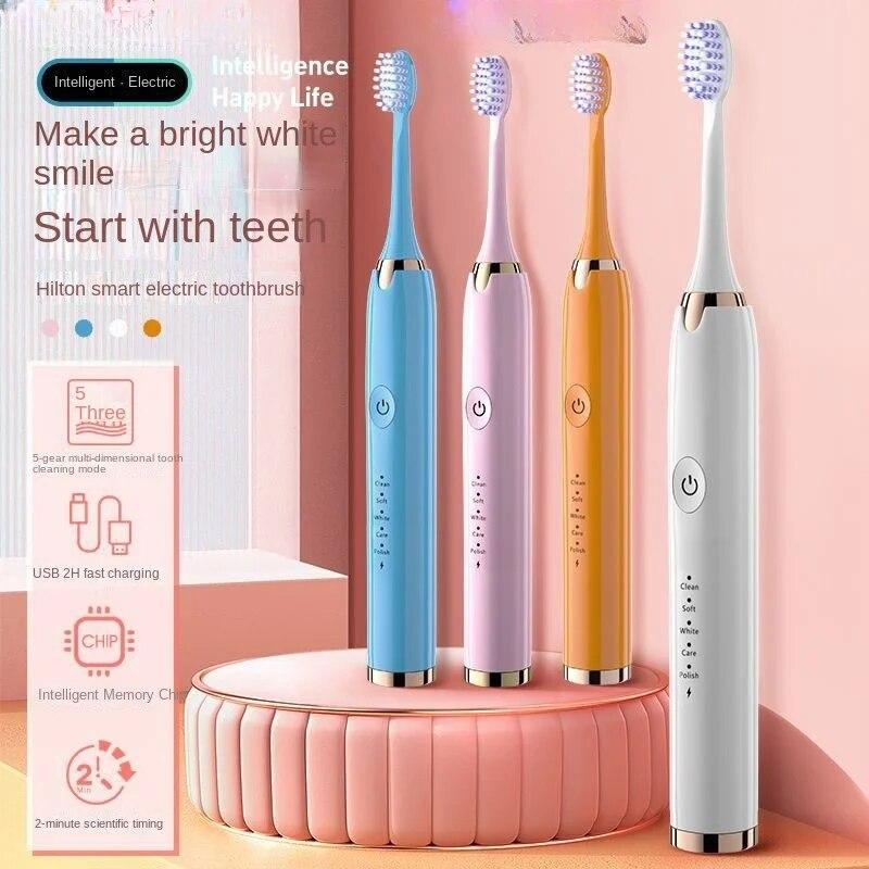 

Электрическая зубная щетка Smart Sonic Ipx7, перезаряжаемая ультразвуковая зубная щетка для отбеливания зубов, ультразвуковая зубная щетка