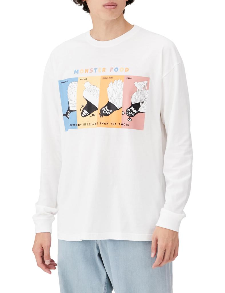 IMPROMES SIDEWAYSTANCE Monster Hooded Long Sleeve T-Shirt, Men's, White, 70163